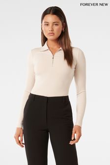 Forever New Vivienne Long Sleeve Zip Front Top