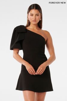 Forever New Black Elaine Bow Mini Dress (K92595) | kr1,428