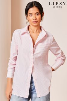 Lipsy Pink Stripe Collared Button Through Shirt (K92634) | AED151