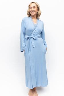 Nora Rose Blue Jersey Long Dressing Gown (K92704) | $108