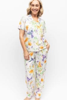 Nora Rose Cream Shell Print Pyjamas Set (K92732) | $95