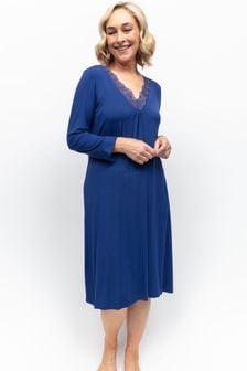 Nora Rose Light Blue Jersey Long Nightdress (K92733) | €57