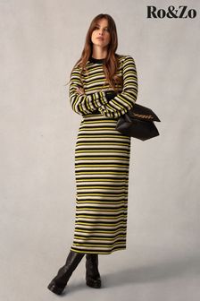 Ro&Zo Green Textured Stripe Knitted Dress (K92746) | 440 QAR