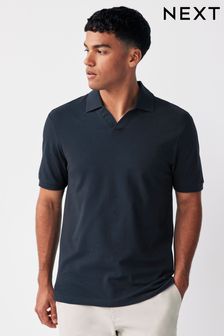 Navy Short Sleeve Cuban Collar Pique Polo Shirt (K93030) | AED75