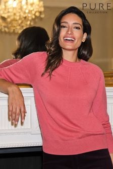 Pure Collection Pink Pointelle Yoke Jumper (K93117) | $308