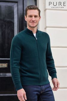 Grün - Pure Collection Pullover aus Wollmischung mit Kaschmir und Reißverschluss (K93134) | 207 €