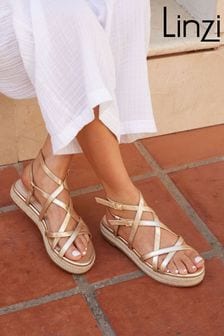 Linzi Gold Dezi Strappy Flatform Sandals with Double Rope Sole (K93157) | HK$360