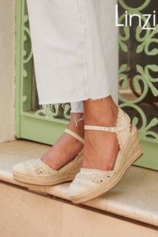 Linzi Nude Riviera Woven Closed Toe Wedges (K93159) | AED200