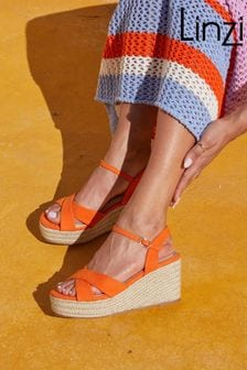 برتقالي - حذاء بكعب وتد بحبال متقاطعة Vision من Linzi (K93185) | 255 ر.س