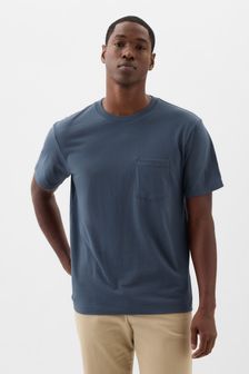 Blau - Gap Original Kurzärmeliges T-Shirt mit Rundhalsausschnitt und Tasche (K93241) | 21 €