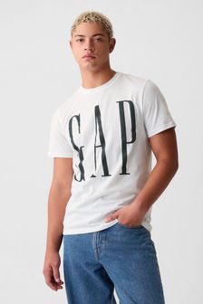 Weiß - Gap Everyday Weiches T-Shirt mit Rundhalsausschnitt und Logo (K93268) | 22 €