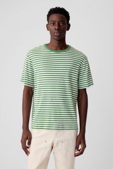 Zielony - Gap Short Sleeve Crew Neck Stripe T-shirt (K93290) | 125 zł