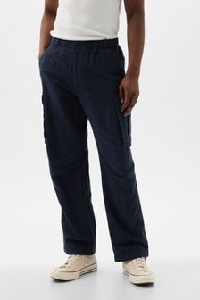 Gap Blue Linen Blend Cargo Trousers (K93293) | kr1 010