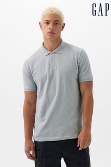 Серый - Рубашка поло из пике с короткими рукавами и логотипом Gap (K93298) | €27
