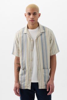 Gap Cream Short Sleeve Linen Cotton Shirt (K93311) | kr519