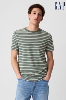 Зеленый - Хлопковая футболка в полоску Gap (K93313) | €16