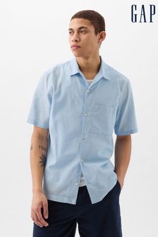 Blau - Gap Kurzärmeliges Hemd aus Baumwollleinen (K93335) | 62 €