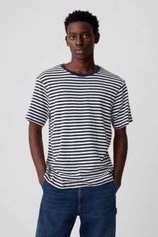 Niebieski - Gap Short Sleeve Crew Neck Stripe T-shirt (K93339) | 125 zł