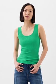 Gap Green Ribbed Scoop Neck Thick Strap Vest (K93362) | LEI 48