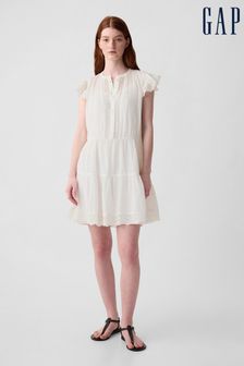 Gap White Crinkle Cotton Crochet Mini Dress (K93364) | 77 €