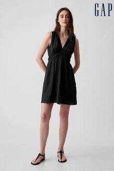 Gap Black Crinkle Cotton Mini Dress (K93371) | kr519