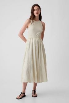 Naturalny - Sukienka bawełniana midi Gap bez rękawów (K93402) | 345 zł