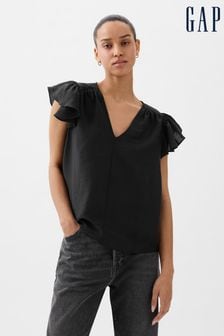 Črna - Gap bluza s širokimi rokavi in V-izrezom (K93442) | €34