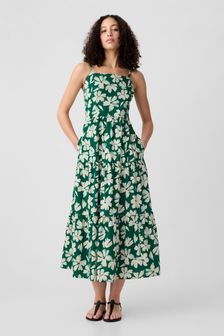 Zelen cvetlični potisk - Gap večslojna dolga obleka s potiskom (K93447) | €51