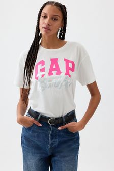 Tricou cu croi lejer și logo Mânecă scurtă Gap Barbie (K93464) | 95 LEI