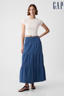 Синий - Gap хлопковая юбка макси с поясом на резинке (K93468) | €53