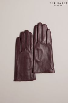 Ted Baker Arleos Brown Leather T Stud Gloves (K93638) | OMR34