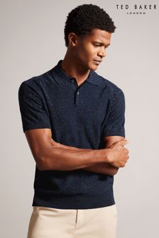 Ted Baker Blue Ustee Nep Polo Shirt With Cable Detail (K93674) | €97