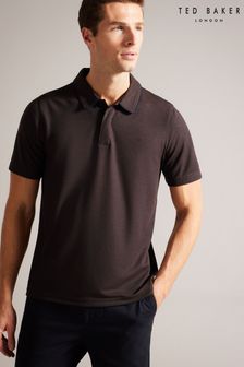 Ted Baker Brown Aroue Short Sleeve Regular Polo Shirt With Suede Trim (K93681) | OMR36