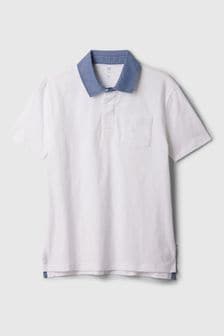 Белый - Gap рубашка поло с короткими рукавами и воротником из шамбре (4-13 лет) (K93832) | €18