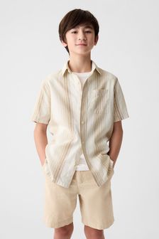 Gap Neutral Short Sleeve Linen Cotton Shirt (4-13yrs) (K93834) | €26