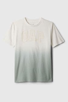 Alb - Gap Logo Dip Dye Crew Neck Short Sleeve T-shirt (4-13ani) (K93843) | 84 LEI