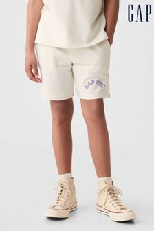 Alb - Pantaloni scurți sport cu talie elastică și logo Gap (4-13ani) (K93864) | 90 LEI