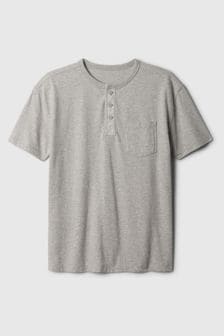 Grau - Gap Kurzarm-T-Shirt mit Vintage-Henleykragen (4-13yrs) (K93865) | 19 €