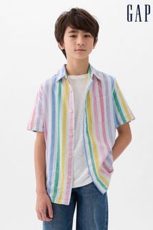 Розовый - Gap рубашка из хлопка и льна с короткими рукавами (4-13 лет) (K93872) | €24
