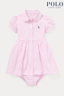 Polo Ralph Lauren Baby Light Pink Shirt Romper Dress (K94174) | Kč3,135