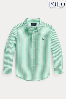 Zelená pruhovaná chlapecká popelínová košile z bavlny Polo Ralph Lauren