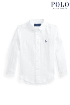 Белый - Льняная рубашка для мальчиков с длинными рукавами Polo Ralph Lauren (K94377) | €105 - €118