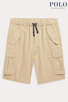 Pantaloni scurți cargo utilitari din bumbac ripstop pentru băieți Polo Ralph Lauren bej (K94381) | 472 LEI