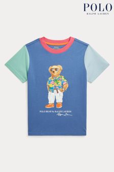 Polo Ralph Lauren Boys Blue Polo Bear Colourblock T-Shirt (K94387) | €93