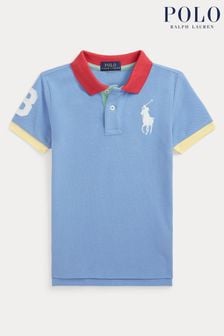 Polo Ralph Lauren Boys Blue Big Pony Colour Block Cotton Polo Shirt (K94388) | €99 - €105