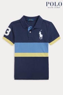 Polo azul marino de malla de algodón con poni grande para niño de Polo Ralph Lauren (K94390) | 106 € - 112 €