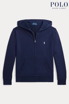 Темно-синее махровое худи для мальчиков на молнии с логотипом Polo Ralph Lauren Spa (K94393) | €122 - €136
