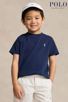 Темно-синий - Хлопковая футболка для мальчиков с логотипом Polo Ralph Lauren (K94397) | €62 - €67