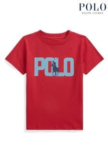 Rot - Polo Ralph Lauren Jungen T-Shirt aus Baumwolljersey mit die Farbe wechselndem Logo (K94401) | 70 € - 76 €