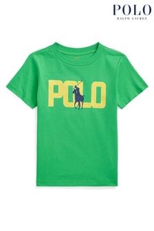 Зеленый - Хлопковая трикотажная футболка для мальчиков с меняющим цвет логотипом Polo Ralph Lauren (K94402) | €62 - €67